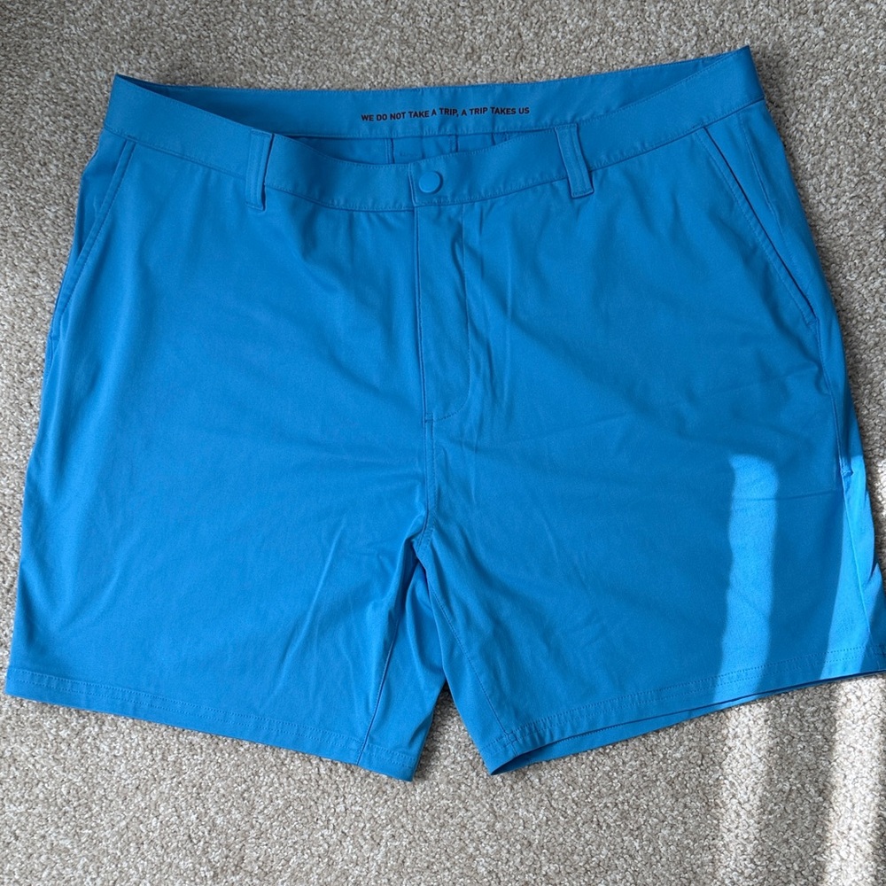RHONE Blue Flat Front Men Shorts